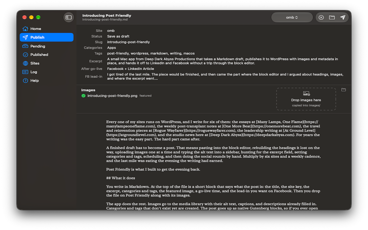 Publish Screen, Continued