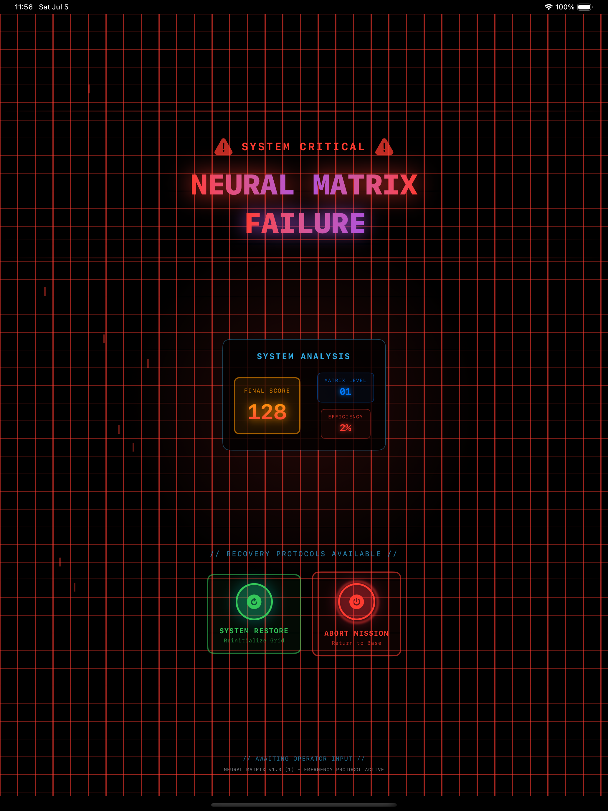 iPad Game Over