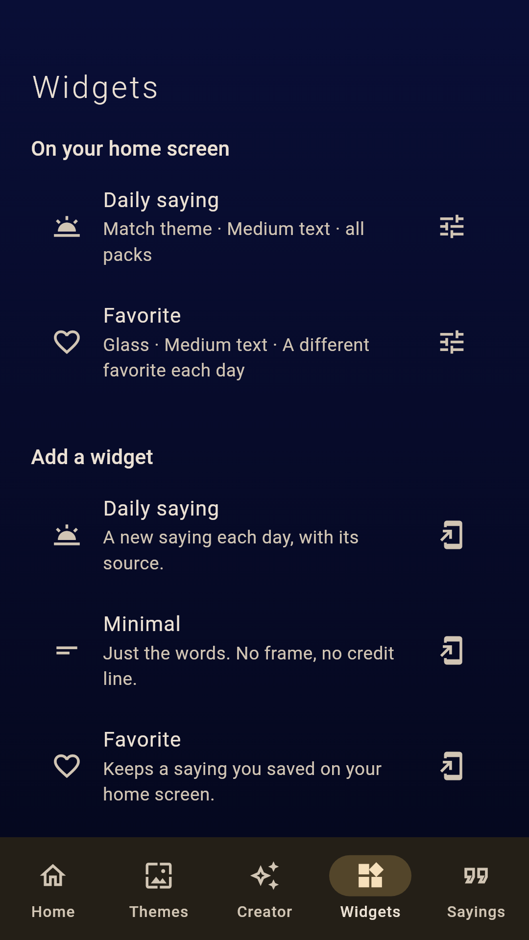 Telesma — Widgets