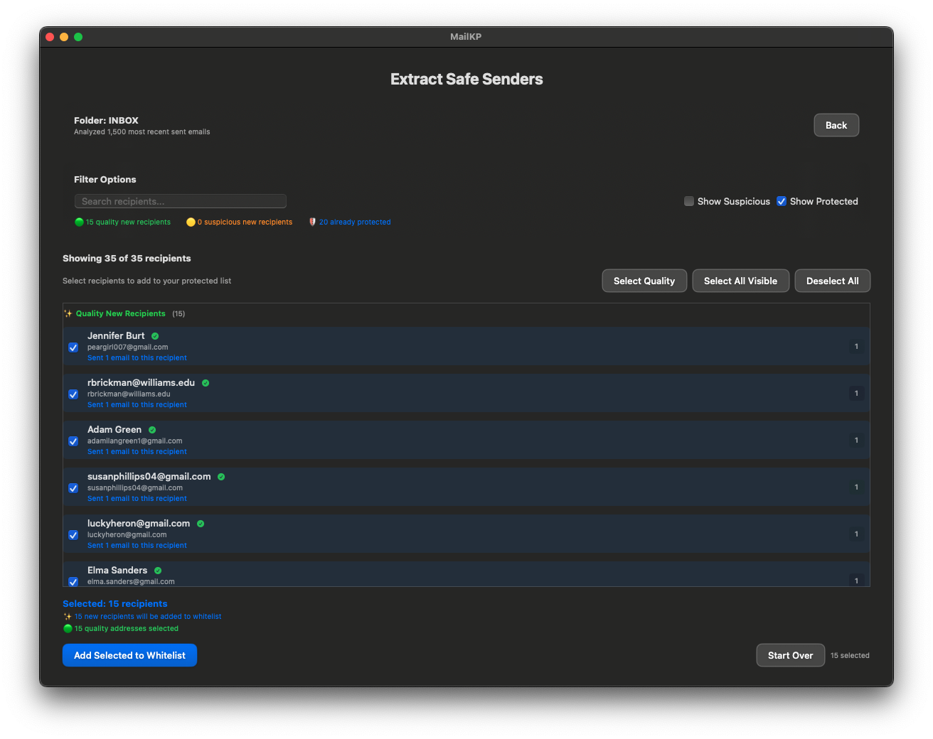 Extract Safe Senders
