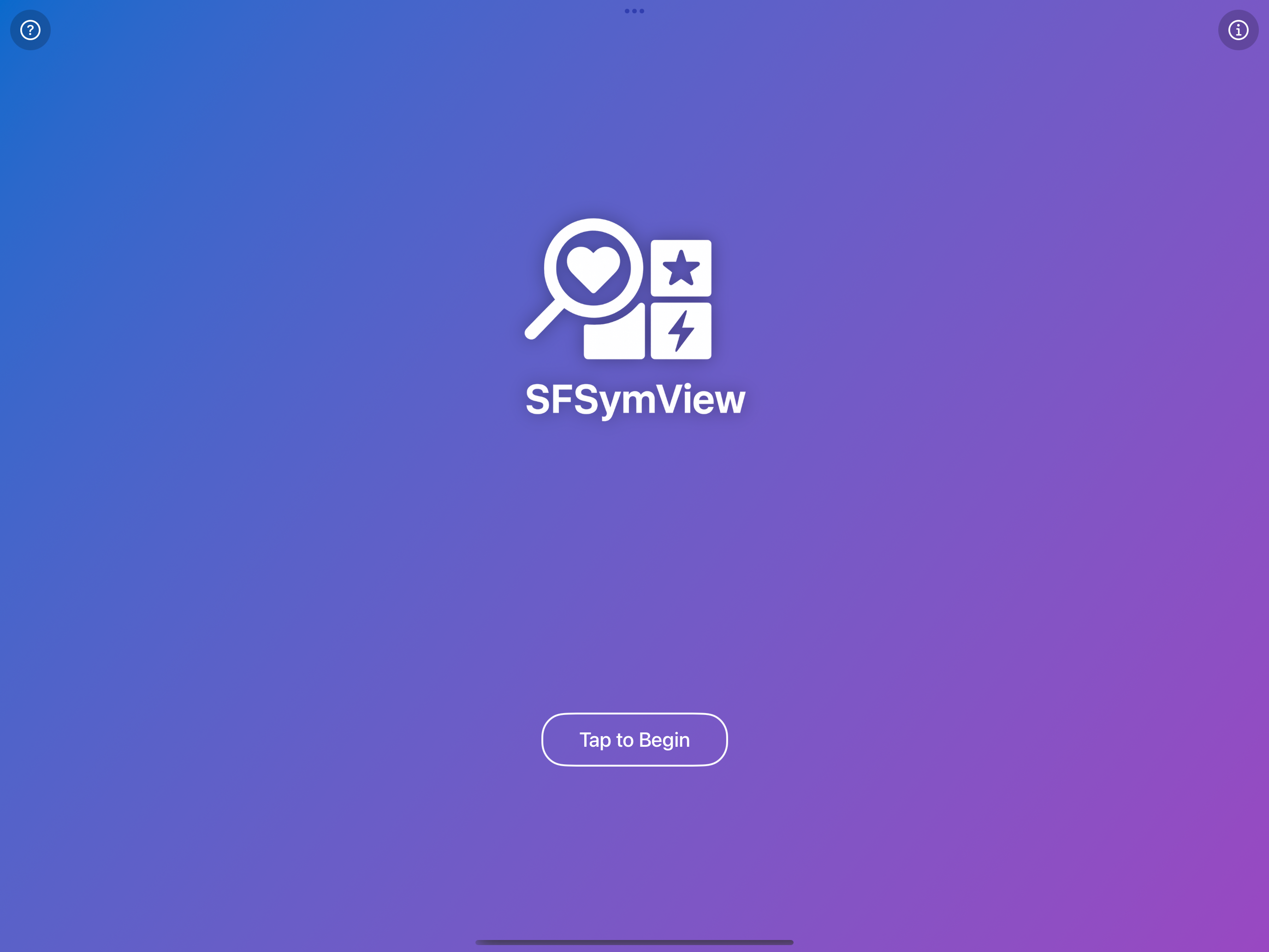 SFSymView Start Screen